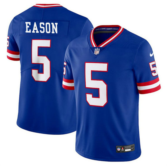 Men's New York Giants #5 Jacob Eason Royal Throwback Limited Stitched Jersey
