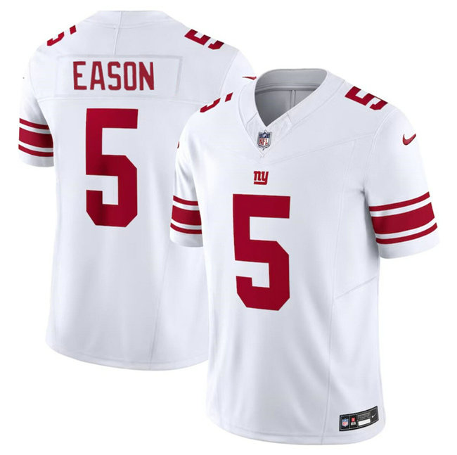 Men's New York Giants #5 Jacob Eason White 2023 F.U.S.E. Vapor Untouchable Limited Stitched Jersey