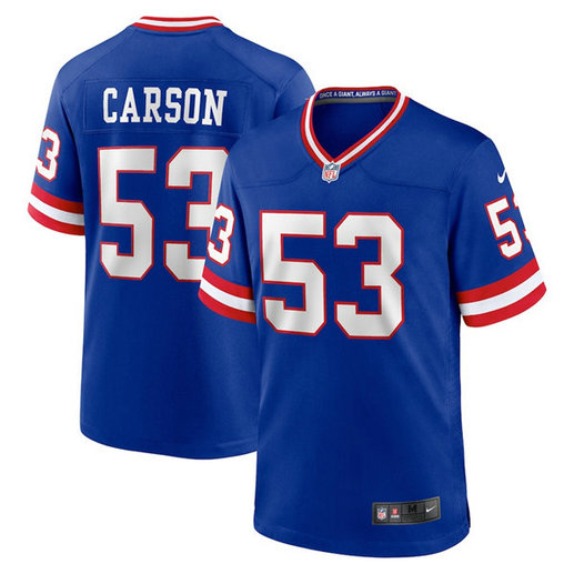 Men's New York Giants #53 Harry Carson Royal Classic Retired Player Stitched Game Jersey