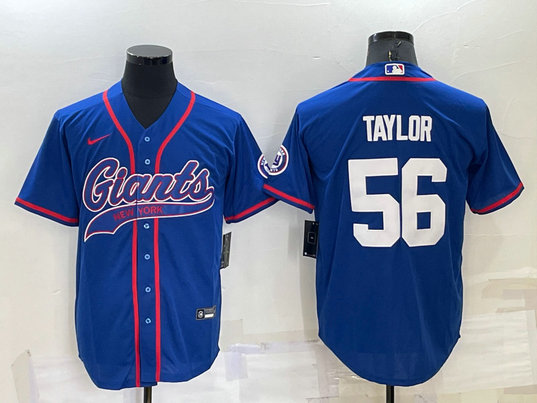 Men's New York Giants #56 Lawrence Taylor Blue Stitched MLB Cool Base Nike Baseball Jersey