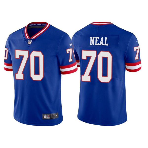 Men's New York Giants #70 Evan Neal Royal Classic Retired Player Stitched Game Jersey