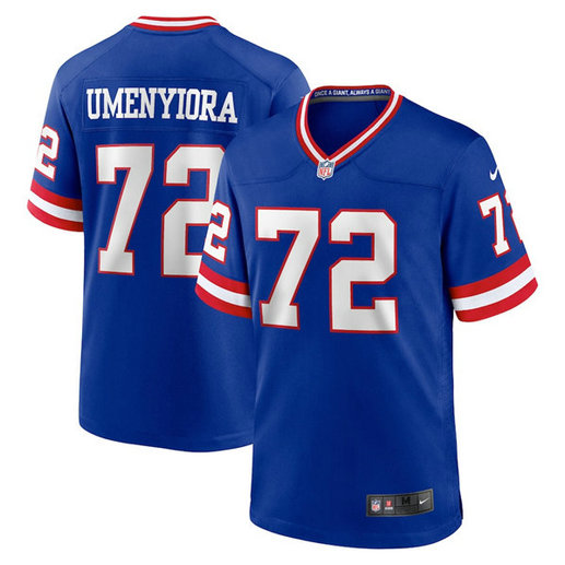 Men's New York Giants #72 Osi Umenyiora Royal Classic Retired Player Stitched Game Jersey