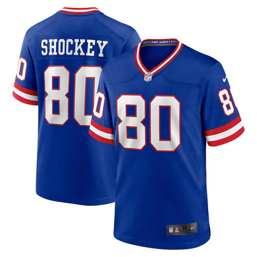 Men's New York Giants #80 Jeremy Shockey Royal Classic Retired Player Stitched Game Jersey