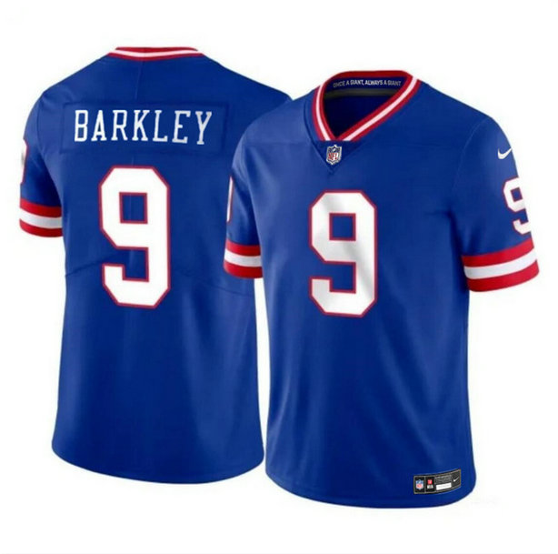 Men's New York Giants #9 Matt Barkley Blue 2023 F.U.S.E. Throwback Vapor Untouchable Limited Stitched Jersey