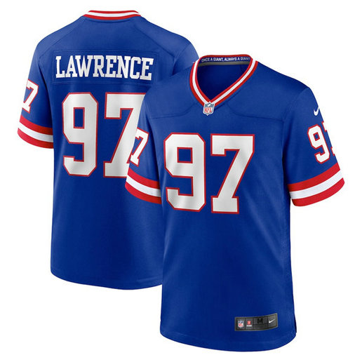 Men's New York Giants #97 Dexter Lawrence Royal Classic Retired Player Stitched Game Jersey