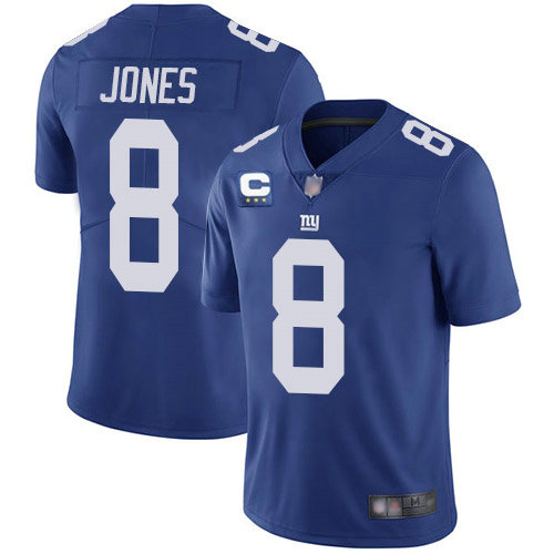 Men's New York Giants 2022 #8 Daniel Jones Blue With 3-star C Patch Stitched NFL Jersey