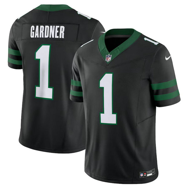 Men's New York Jets #1 Sauce Gardner Black 2024 F.U.S.E. Vapor Limited Stitched Jersey