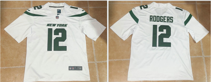Men's New York Jets #12 Aaron Rodgers  White White Vapor Untouchable Limited Stitched Jersey