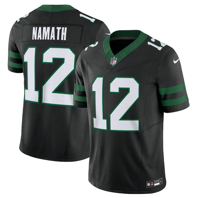 Men's New York Jets #12 Joe Namath Black 2024 F.U.S.E. Vapor Limited Stitched Jersey