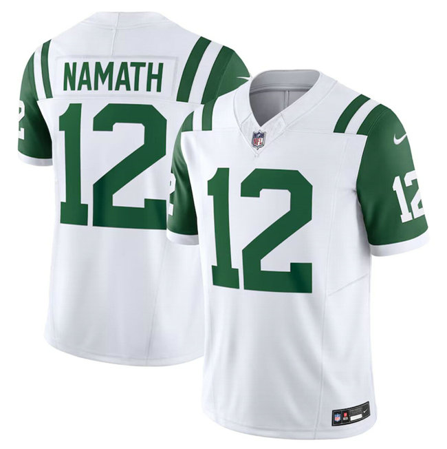 Men's New York Jets #12 Joe Namath White Classic Alternate Vapor F.U.S.E. Limited Stitched Football Jersey
