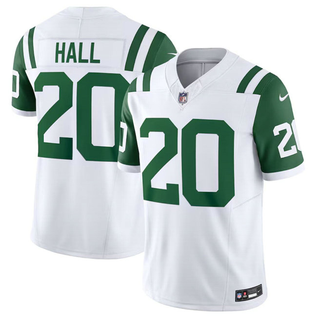 Men's New York Jets #20 Breece Hall White Classic Alternate Vapor F.U.S.E. Limited Stitched Football Jersey