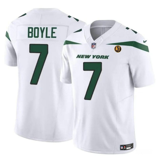 Men's New York Jets #7 Tim Boyle White 2023 F.U.S.E. With John Madden Patch Vapor Limited Stitched Football Jersey