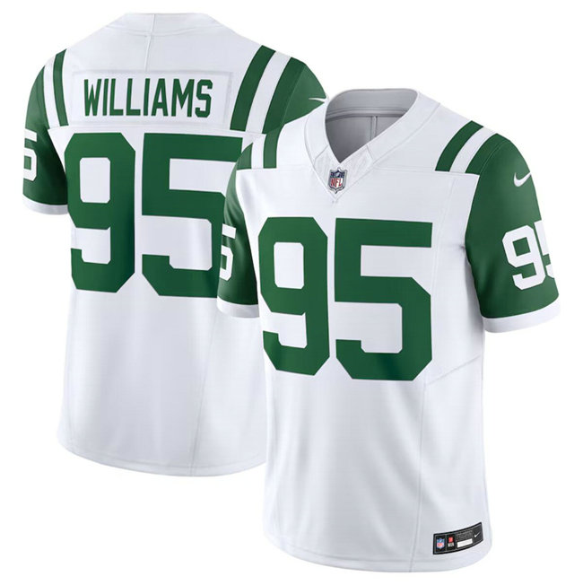 Men's New York Jets #95 Quinnen Williams White Classic Alternate Vapor F.U.S.E. Limited Stitched Football Jersey
