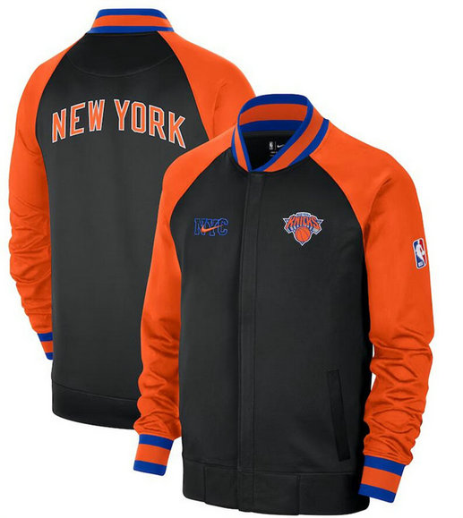 Men's New York Knicks Black Orange 2022 23 City Edition Full-Zip Jacket