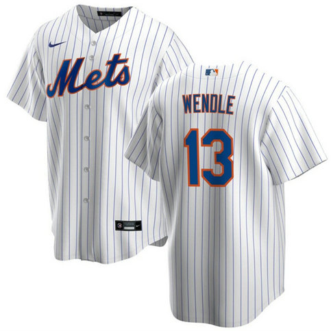 Men's New York Mets #13 Joey Wendle White Cool Base Stitched Baseball Jersey