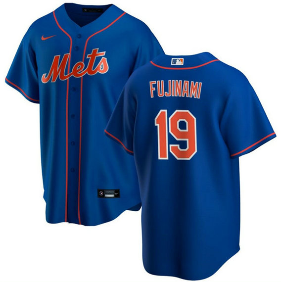 Men's New York Mets #19 Shintaro Fujinami Blue Cool Base Stitched Baseball Jersey