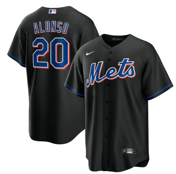 Men's New York Mets #20 Pete Alonso 2022 Black Cool Base Stitched Baseball Jersey