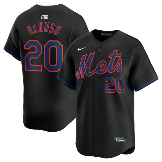Men's New York Mets #20 Pete Alonso Black Alternate Limited Stitched Baseball Jersey
