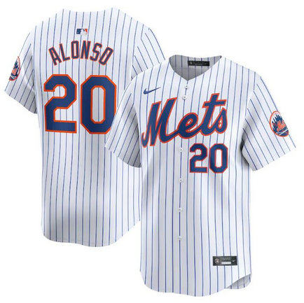 Men's New York Mets #20 Pete Alonso White 2024 Home Limited Stitched Baseball Jersey