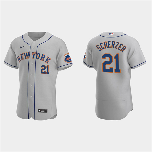 Men's New York Mets #21 Max Scherzer Grey Flex Base Stitched Jersey