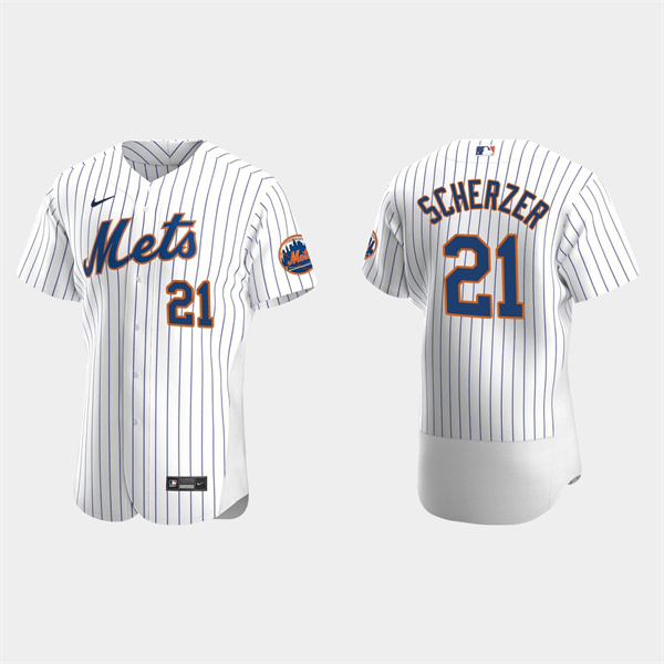 Men's New York Mets #21 Max Scherzer White Flex Base Stitched Jersey