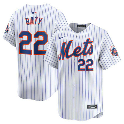 Men's New York Mets #22 Brett Baty White Home Limited Stitched Baseball Jersey