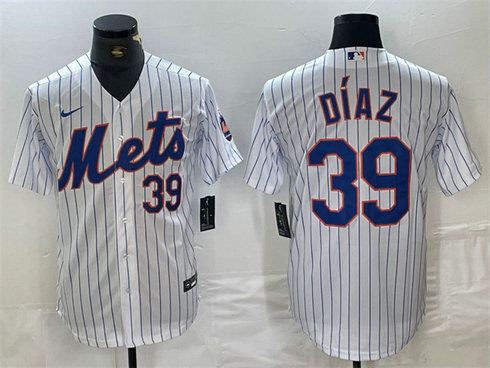 Men's New York Mets #39 Edwin Diaz White Cool Base Stitched Baseball Jersey