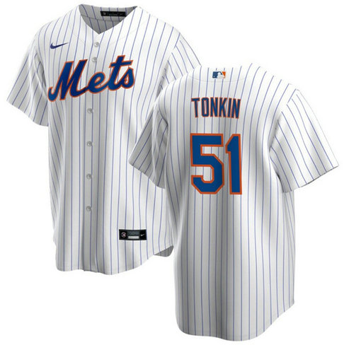 Men's New York Mets #51 Michael Tonkin White Cool Base Stitched Baseball Jersey