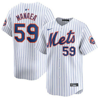 Men's New York Mets #59 Sean Manaea White 2024 Home Limited Stitched Baseball Jersey