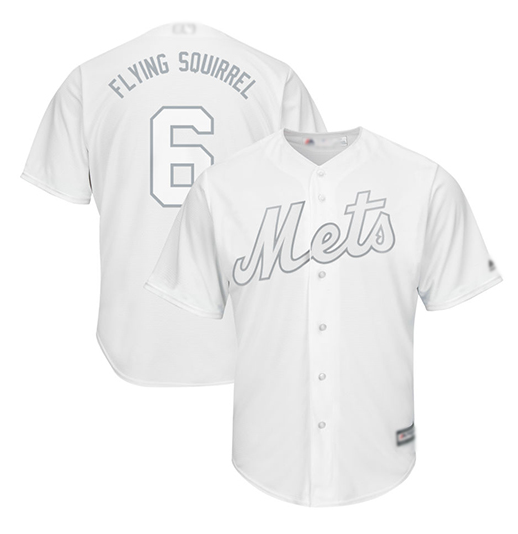 Men's New York Mets #6 Jeff McNeil Flying Squirrel White Cool Base Stitched Baseball Jersey