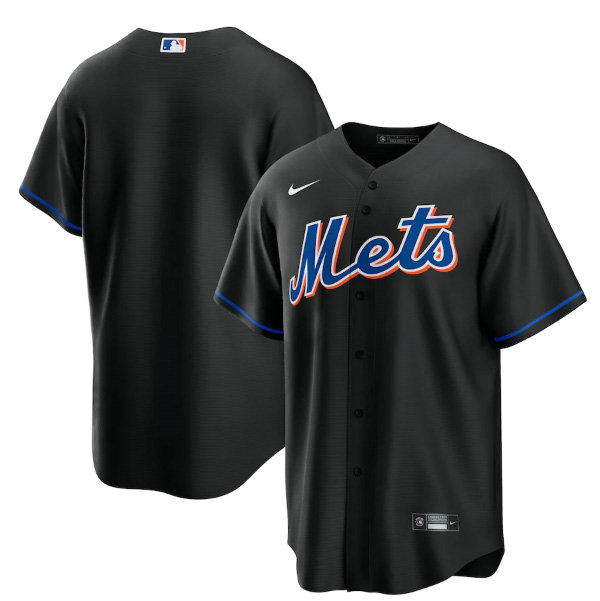 Men's New York Mets Blank 2022 Black Cool Base Stitched Baseball Jersey