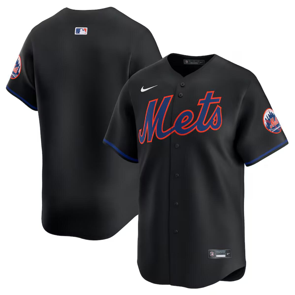 Men's New York Mets Blank Black Alternate Limited Stitched Baseball Jersey