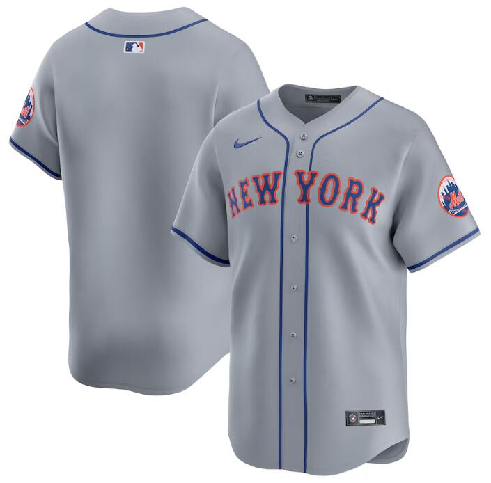 Men's New York Mets Blank Grey 2024 Away Limited Stitched Baseball Jersey