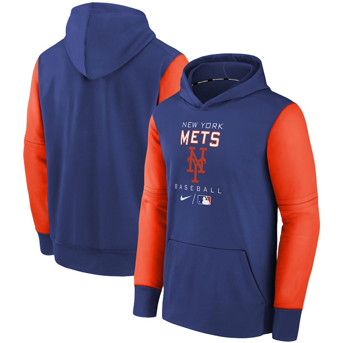 Men's New York Mets Blue 2022 City Connect Therma Performance Pullover Hoodie