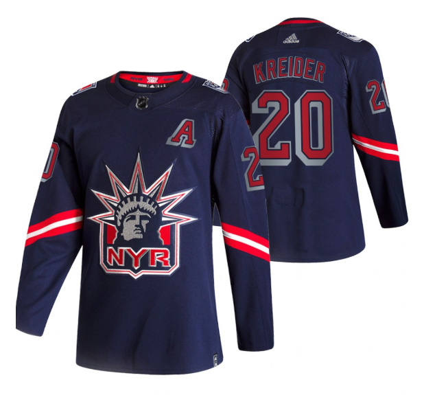 Men's New York Rangers #20 Chris Kreider 2021 Navy Reverse Retro Stitched JerseyS