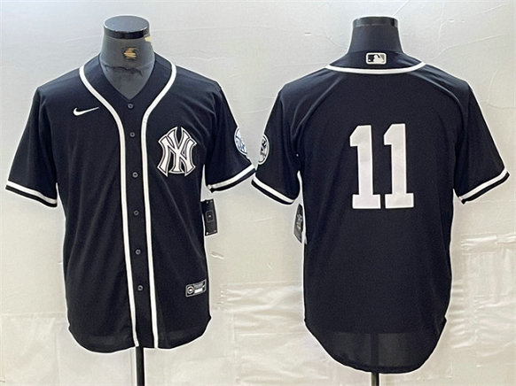 Men's New York Yankees #11 Anthony Volpe Black Cool Base Stitched Baseball Jersey 3