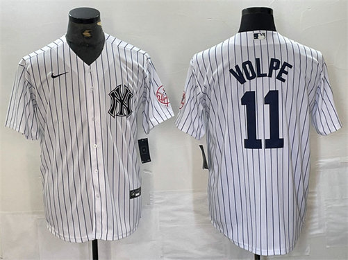 Men's New York Yankees #11 Anthony Volpe White Cool Base Stitched Baseball JerseyS