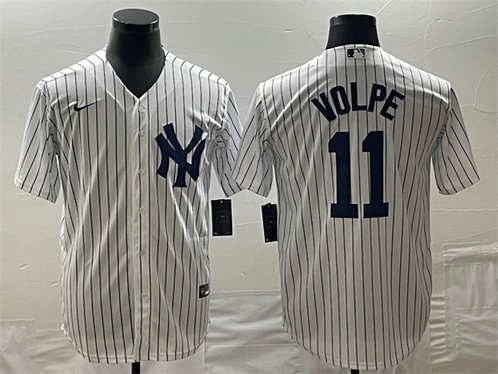 Men's New York Yankees #11 Anthony Volpe White Cool Base Stitched Baseball Jerseys