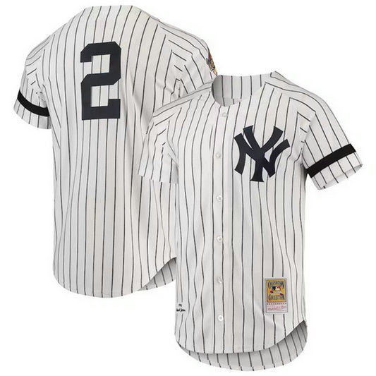 Men's New York Yankees #2 Derek Jeter White 1996 Mitchell & Ness Cool Base Stitched Baseball Jersey