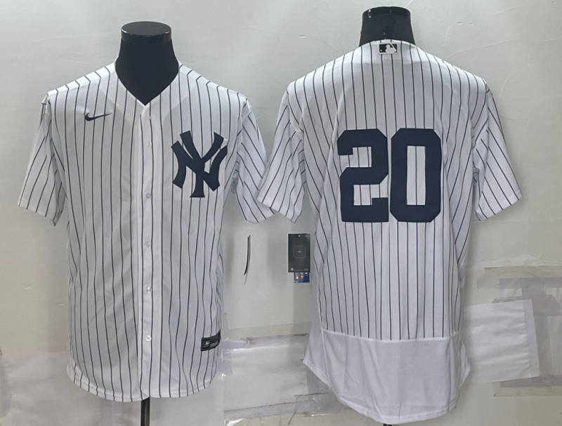 Men's New York Yankees #20 Jorge Posada White Flex Base Stitched Baseball Jersey