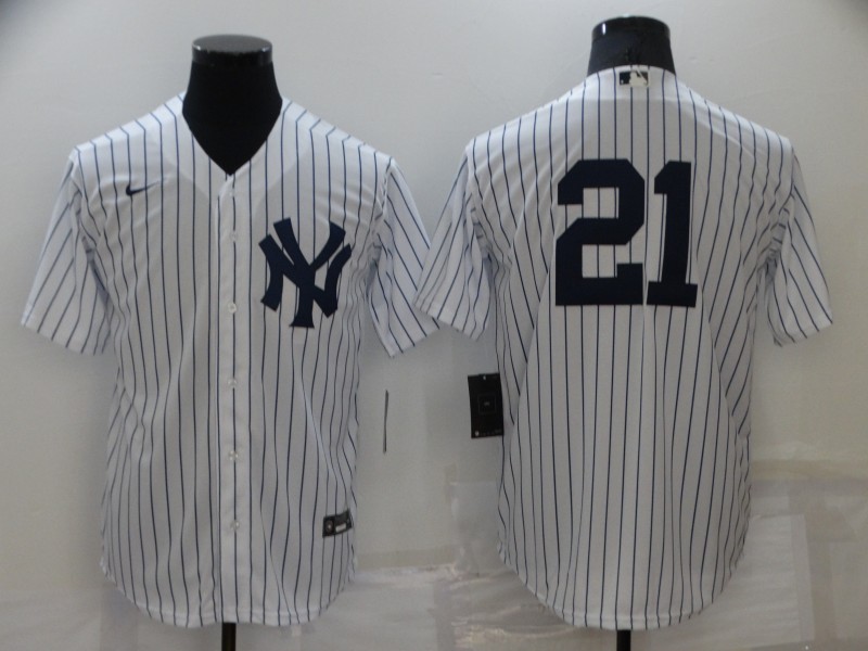 Men's New York Yankees #21 Paul O'Neill White Cool Base Stitched Baseball Jersey
