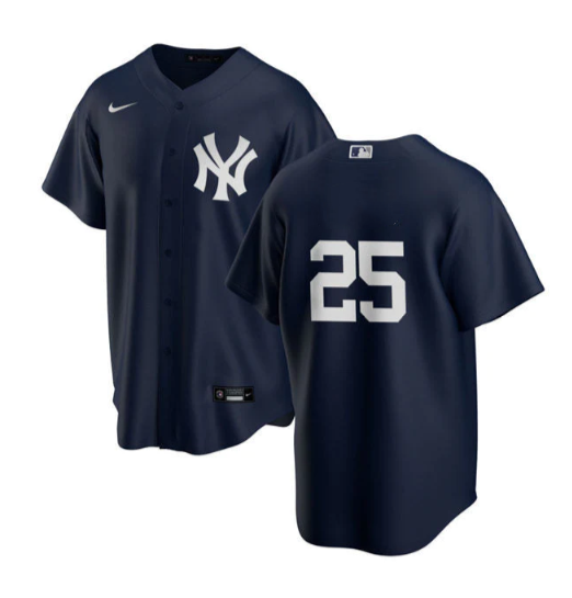Men's New York Yankees #25 Gleyber Torres Navy Cool Base Stitched Baseball Jersey