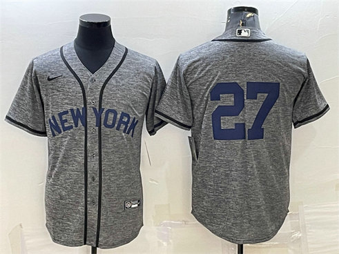 Men's New York Yankees #27 Giancarlo Stanton Grey Cool Base Stitched JerseyS