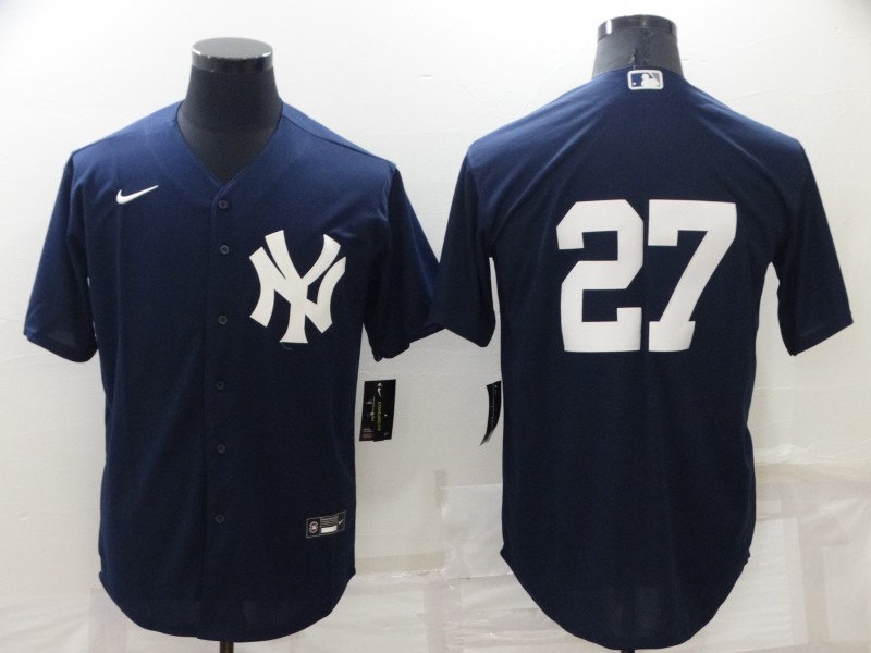 Men's New York Yankees #27 Giancarlo Stanton Navy Cool Base Stitched Jersey