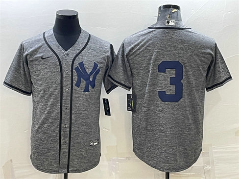 Men's New York Yankees #3 Babe Ruth Grey Stitched Jersey