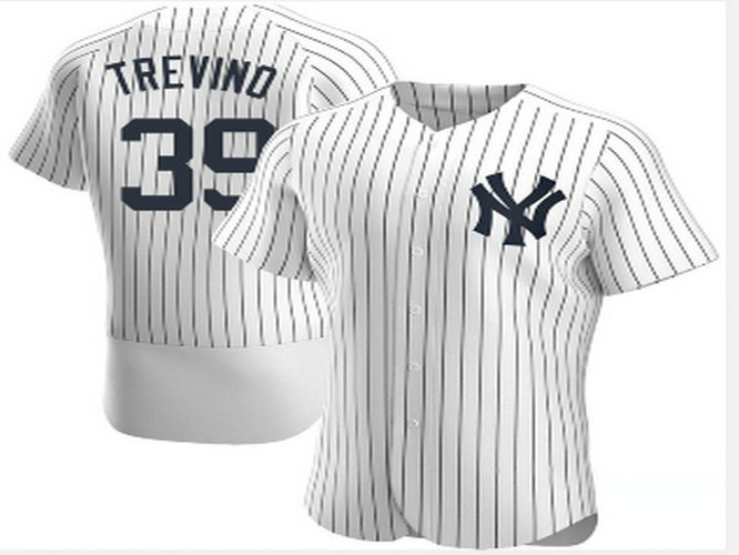 Men's New York Yankees #39 Jose Trevino White Stitched MLB Flex Base Nike Jersey