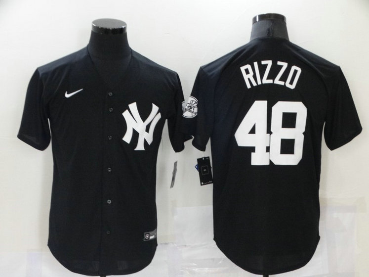 Men's New York Yankees #48 Anthony Rizzo Black Stitched MLB Nike Cool Base Throwback Jersey