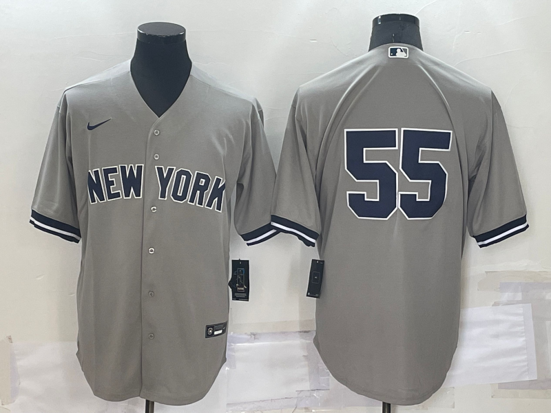 Men's New York Yankees #55 Domingo Germán Grey Cool Base Stitched Baseball Jersey