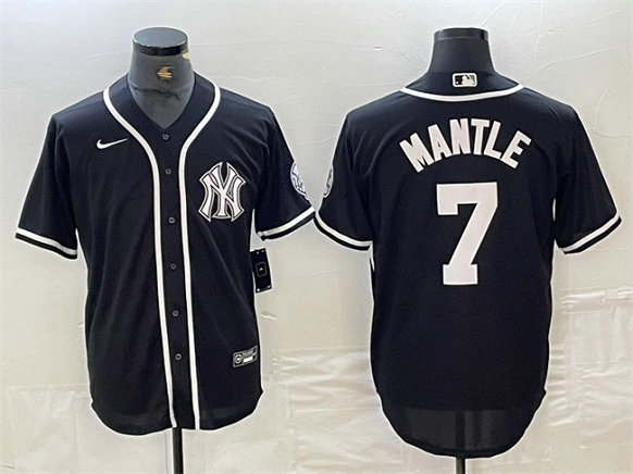 Men's New York Yankees #7 Mickey Mantle Black Cool Base Stitched Baseball Jersey