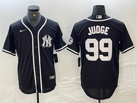 Men's New York Yankees #99 Aaron Judge Black Cool Base Stitched Baseball Jersey 2